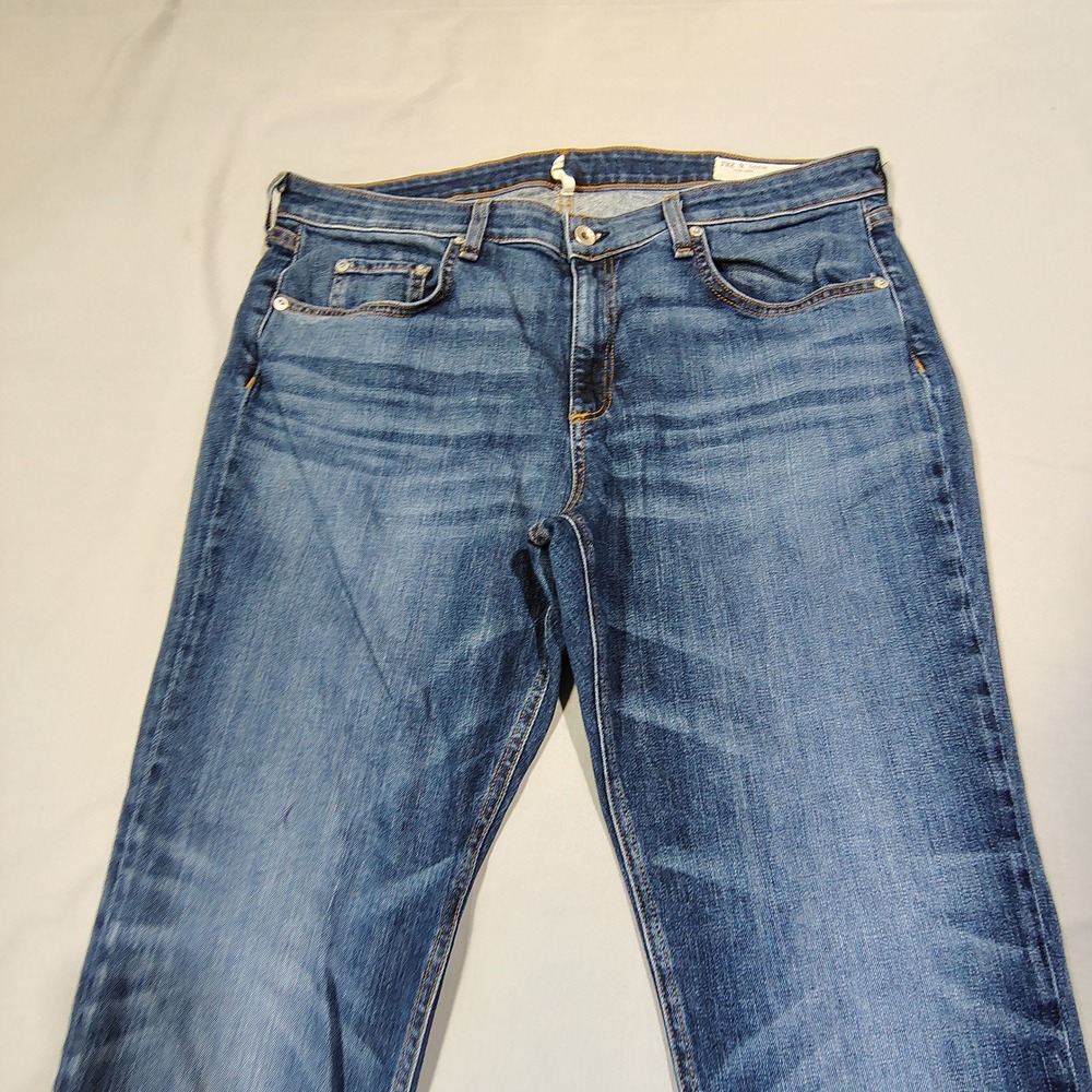 Rag and Bone Jeans Womens 33 Blue Mariposa Raw Hem Straight Leg Stretch USA - Picture 2 of 12